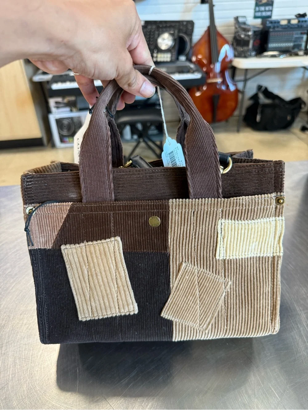 Coach Patchwork Corduroy Tote Bag in Brown Multi RARE LIMITED edition purse